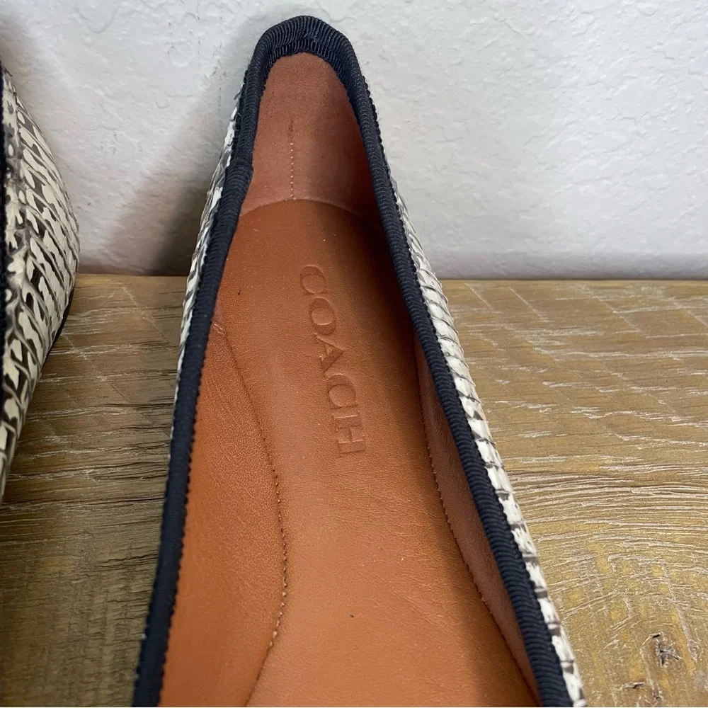 Coach Lola Ballet Black and White Snakeskin Flats Size 7